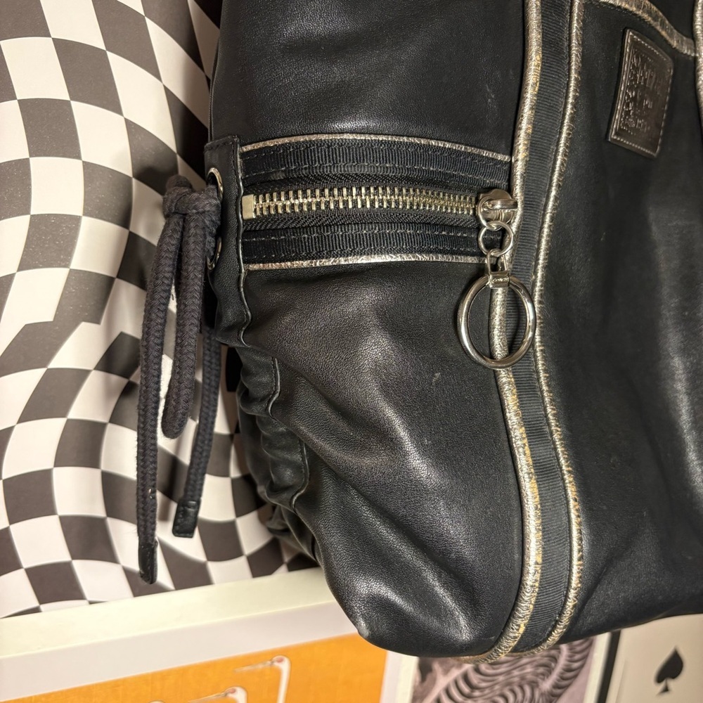 Coach Poppy Black Leather Convertible Bag - Picture 3 of 9